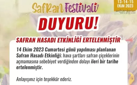 Safran Festivali 'nde Safran Hasadı Etkinliği Ertelendi