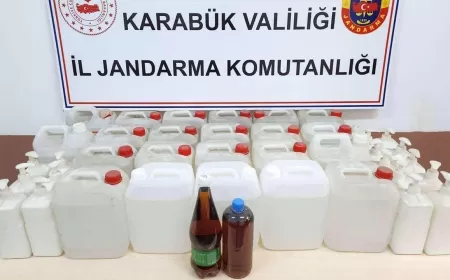 SAFRANBOLU'DA SAHTE ALKOL BASKINI: ETİL ALKOL VE VİSKİ ELE GEÇİRİLDİ