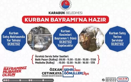 KARABÜK BELEDİYESİ KURBAN BAYRAMINA HAZIR: ÜCRETSİZ KURBAN SATIŞ VE KESİM HİZMETİ