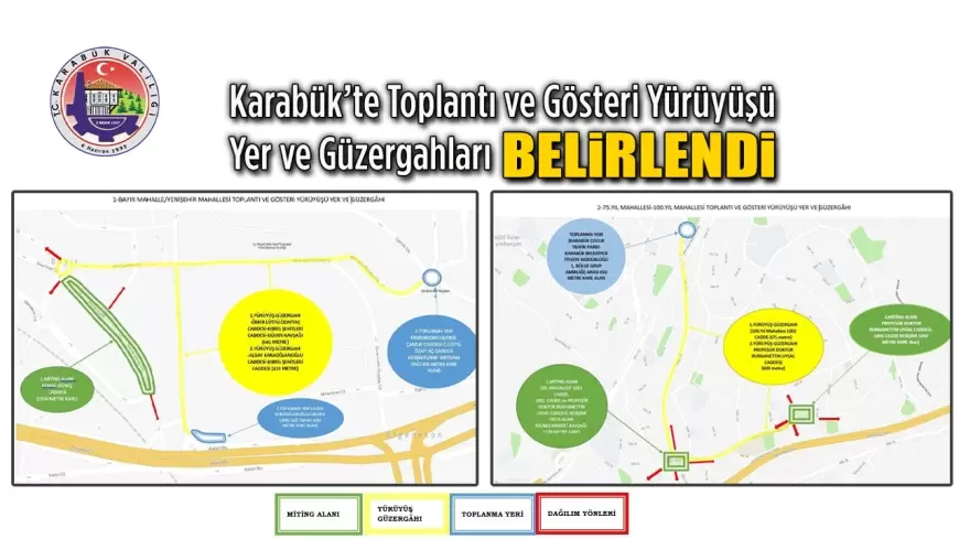 Karabük’te Toplantı ve Gösteri Yürüyüşü Yer ve Güzergahları Belirlendi