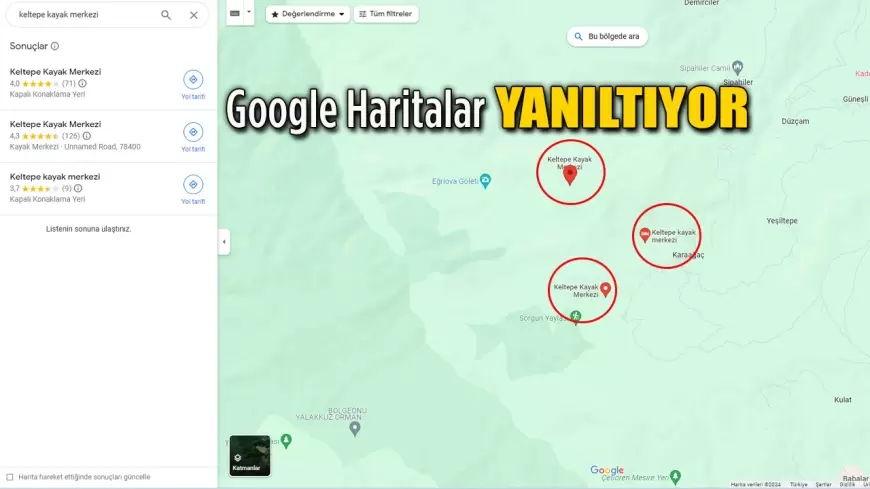 Google Haritalar Keltepe Kayak Merkezi'ne Gidenleri Yanıltıyor