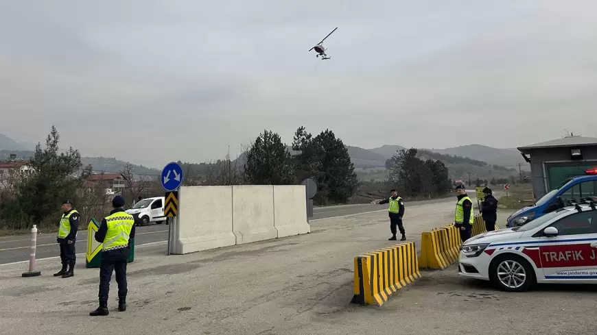 Karabük’te Cayrokopterli Trafik Denetimi