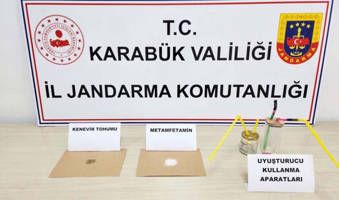 Karabük’te jandarma ekipleri bir eve düzenlediği operasyonda metamfetamin, kenevir tohumu