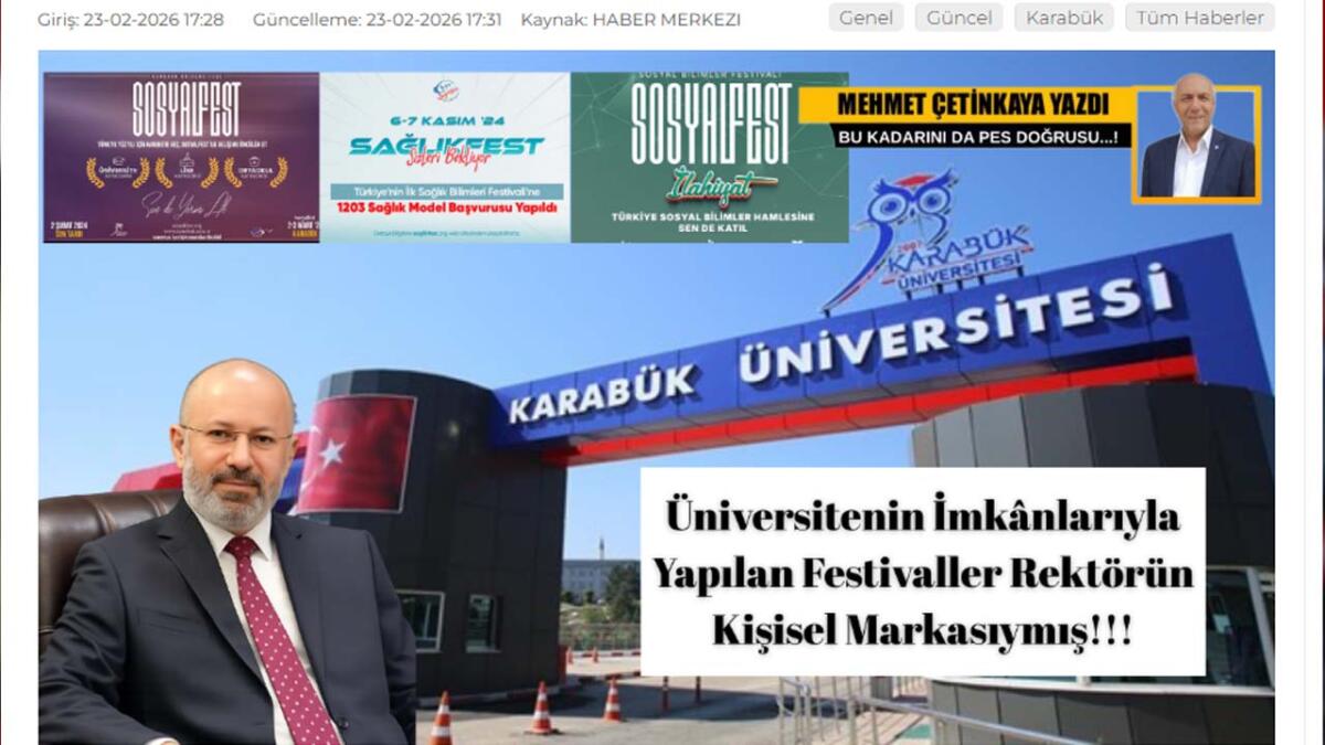BRTV Başkanı Mehmet Çetinkaya, Karabük Üniversitesi Rektörü Fatih Kırışık'ın bazı