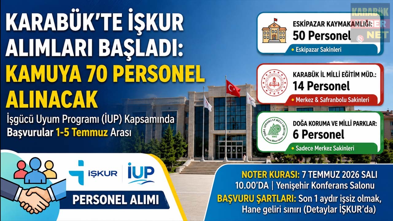 Karabük İŞKUR, İşgücü Uyum Programı (İUP) kapsamında kamu kurumlarında istihdam