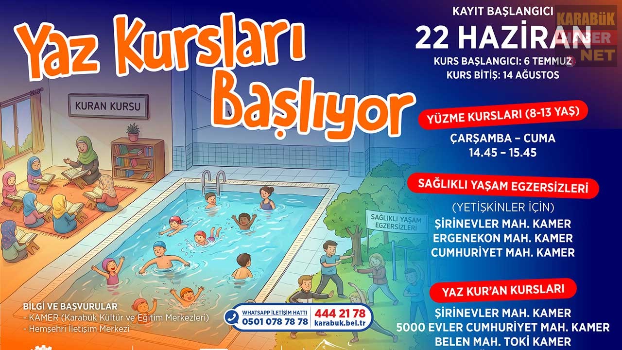 Karabük Belediyesi, çocuklara ve yetişkinlere yönelik Yaz Kursları için kayıtları
