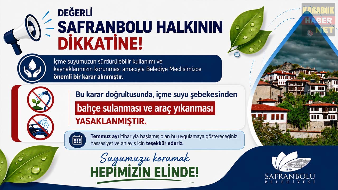 Safranbolu Belediye Meclisi, içme suyu kaynaklarını korumak amacıyla şebeke suyu