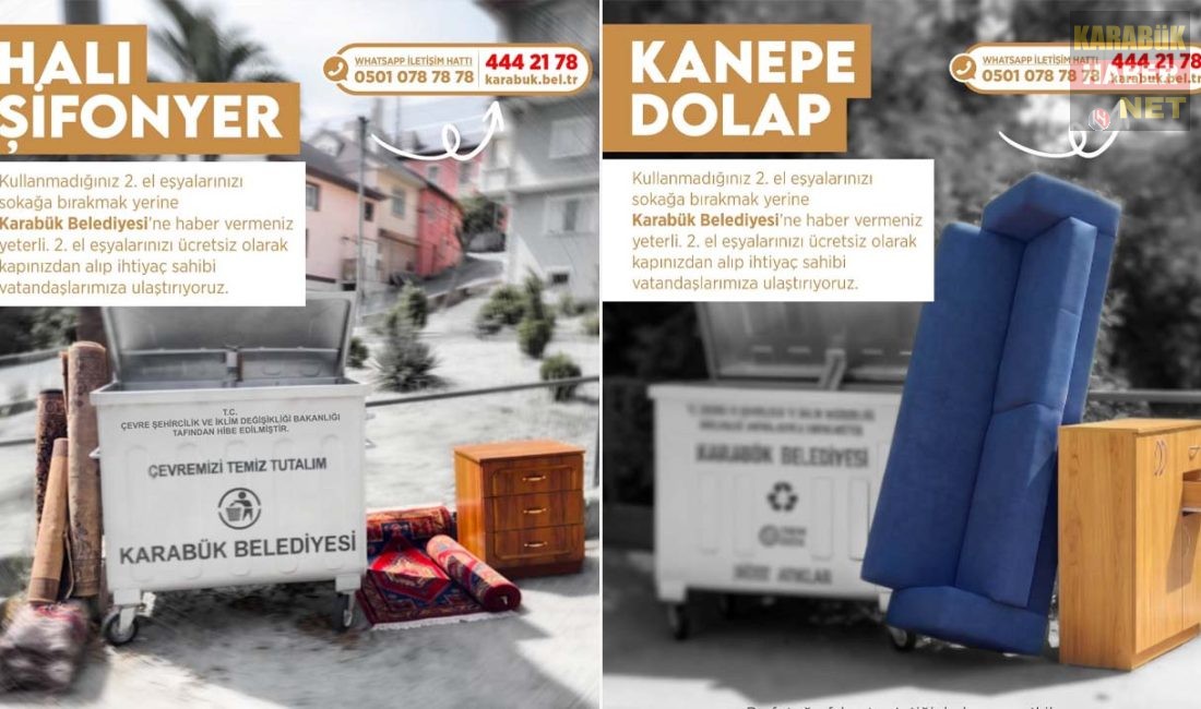 Karabük Belediyesi, kullanılmayan mobilya ve ev eşyalarının cadde ve sokaklara